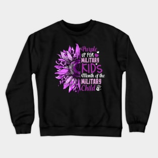 Purple Up For Miliraty Kids Month of the Military Child Sunflower Crewneck Sweatshirt